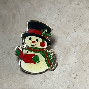 Vintage xmas snowman lapel pin